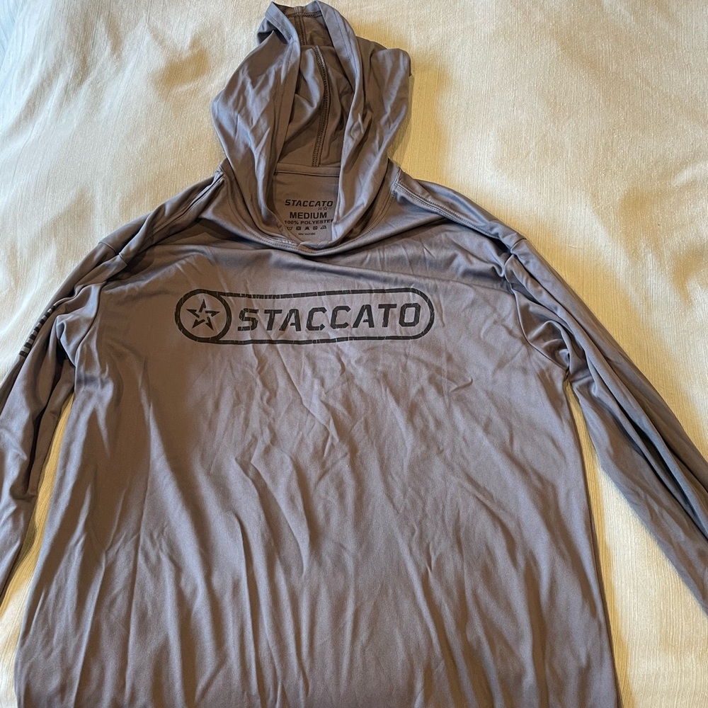 Staccato Gray Hooded Long Sleeve Shirt